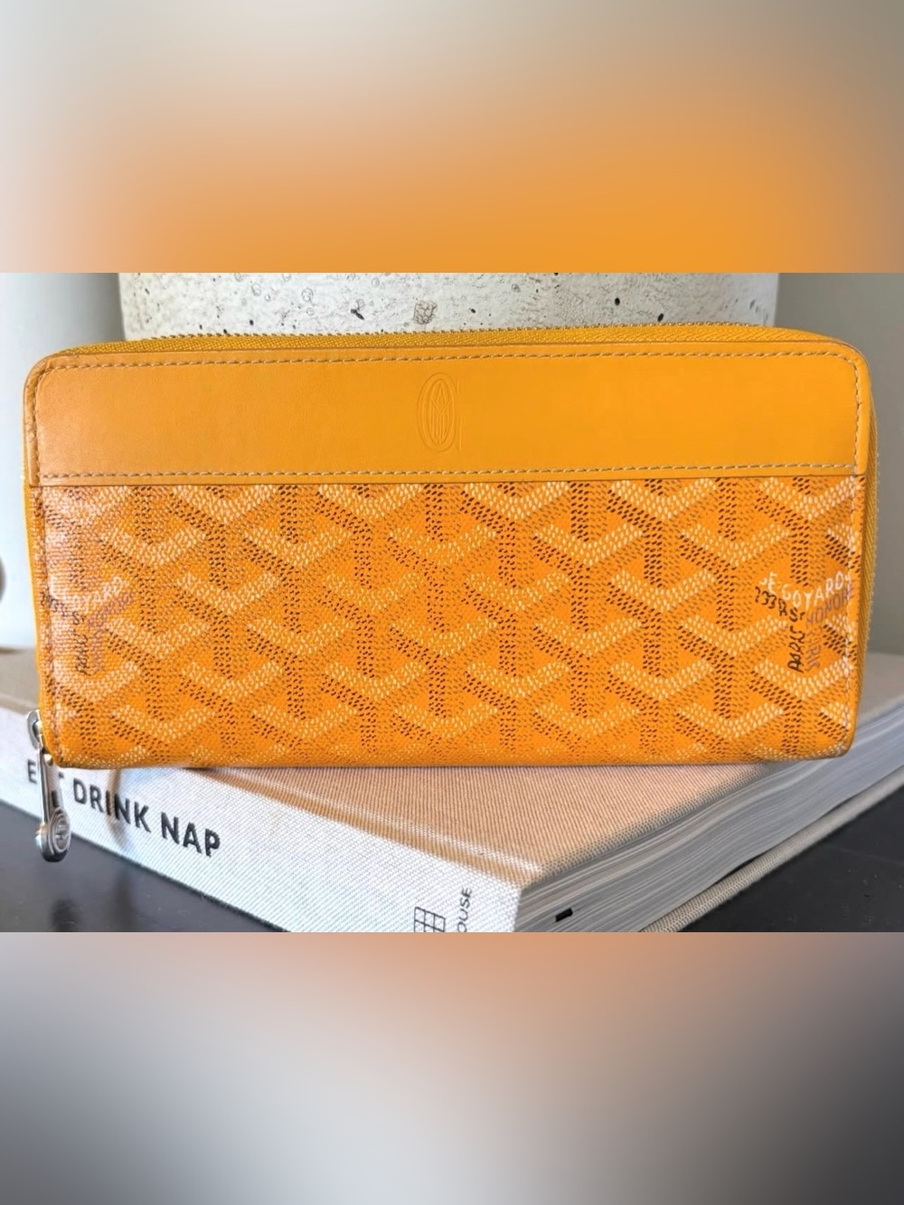 *AUTHENTIC* Goyard Matignon Yellow Coated Canvas Leather Long Wallet w sales tag